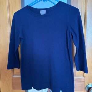 Chico’s soft navy sweater with three-quarter length sleeves
